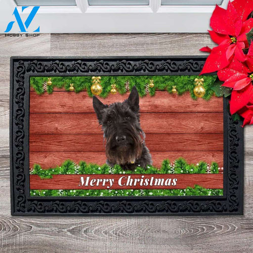 Christmas Barnwood Scottish Terrier Doormat