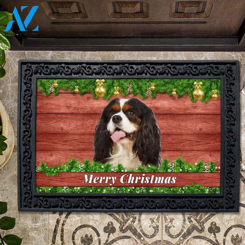Christmas Barnwood Tri Color Cavalier King Charles Spaniel Doormat - 18