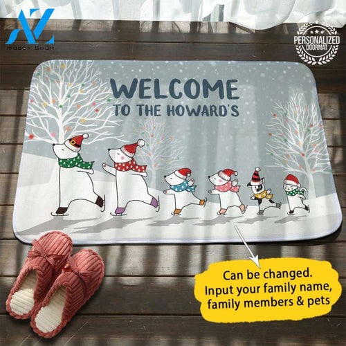 Christmas Bear Family Doormat