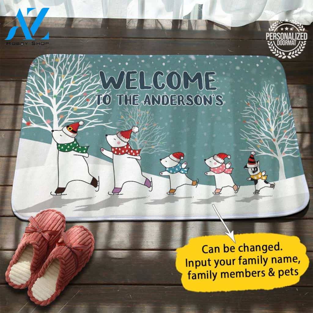 Christmas Bear Family Doormat – Doormat
