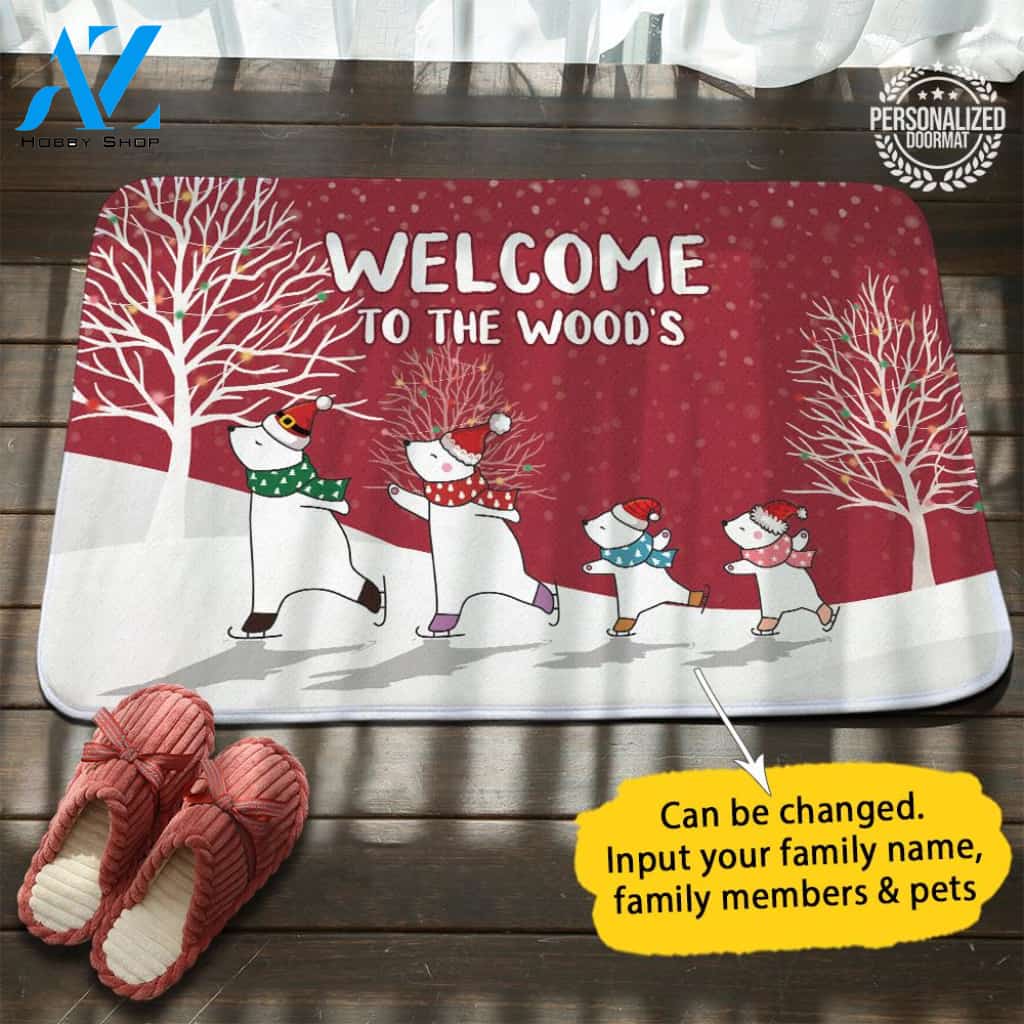 Christmas Bear Family Doormat – Doormat