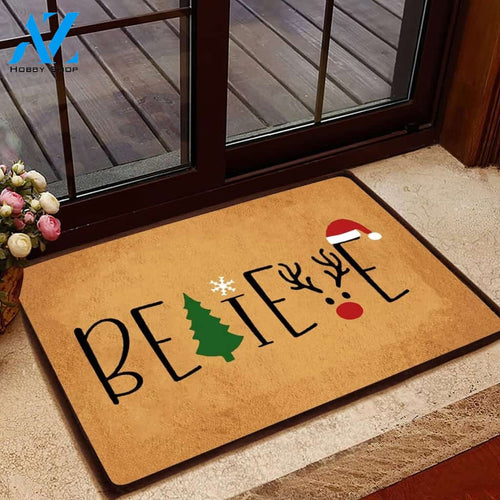 Christmas Believe Doormat Indoor And Outdoor Mat Entrance Rug Sweet Home Decor Housewarming Gift Gift For Friend Family Stem Feminist