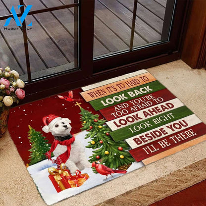 Christmas Bichon Frise Look right beside you Doormat