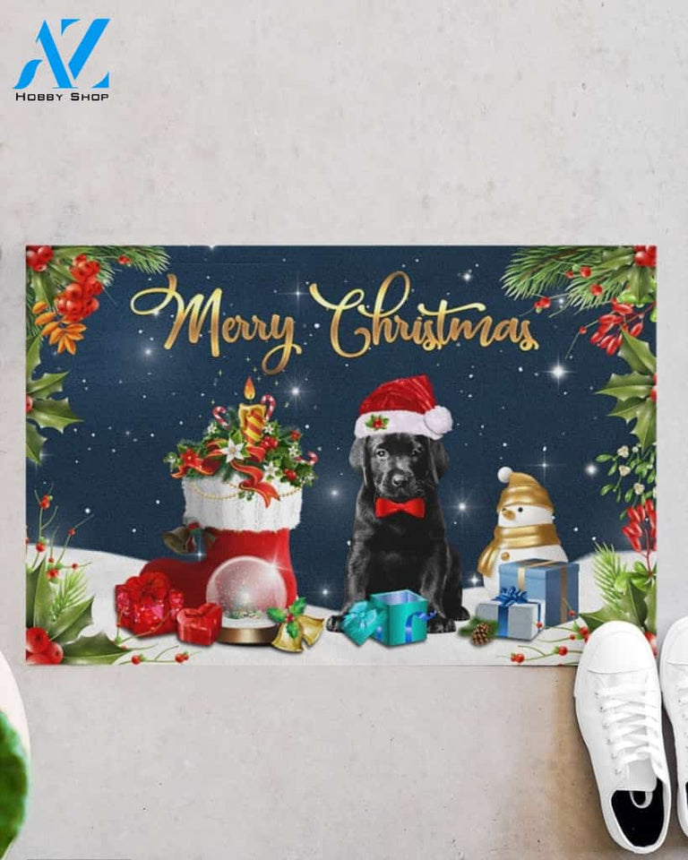 Christmas Black Labrador Doormat Gift For Dog Lovers Birthday Gift Home Decor Warm House Gift Welcome Mat