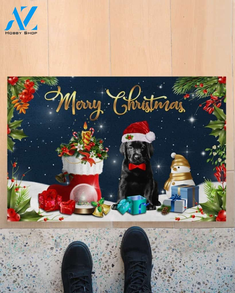 Christmas Black Labrador Doormat Gift For Dog Lovers Birthday Gift Home Decor Warm House Gift Welcome Mat