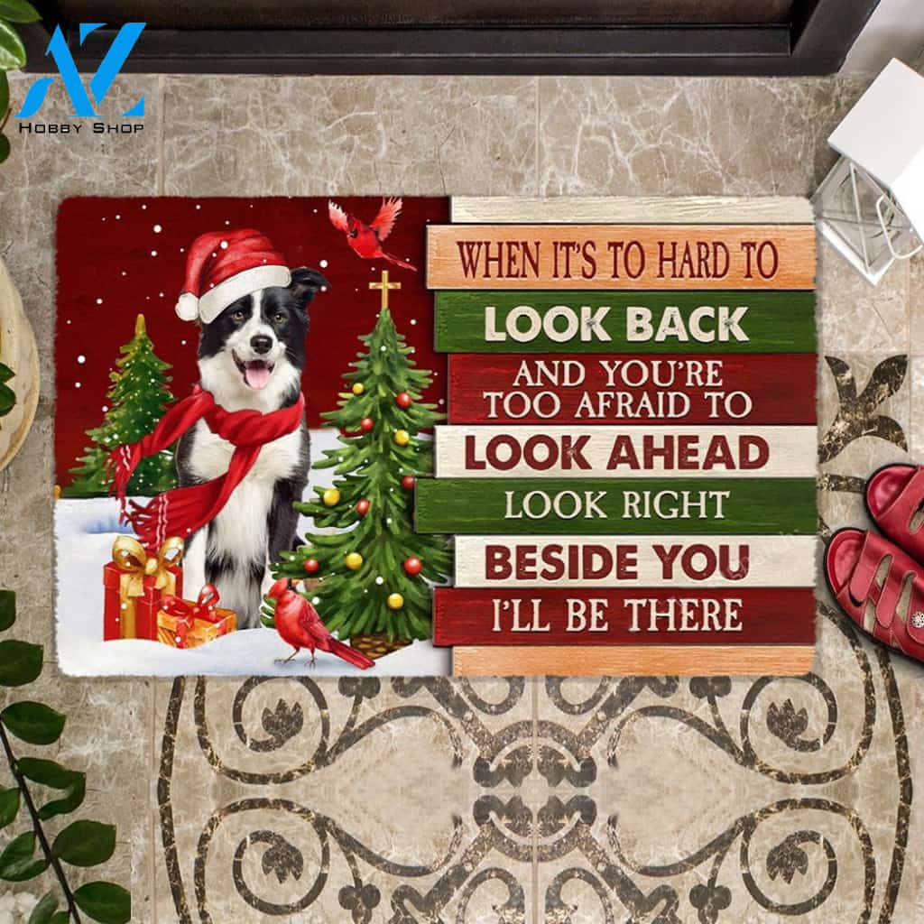 Christmas Border Collie Look right beside you Doormat