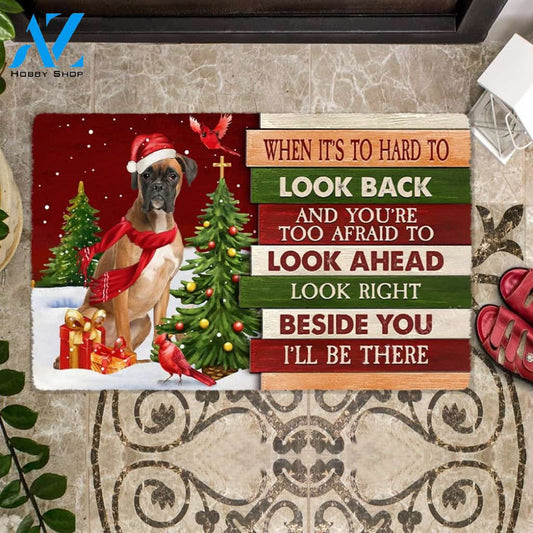 Christmas Boxer Look right beside you Doormat