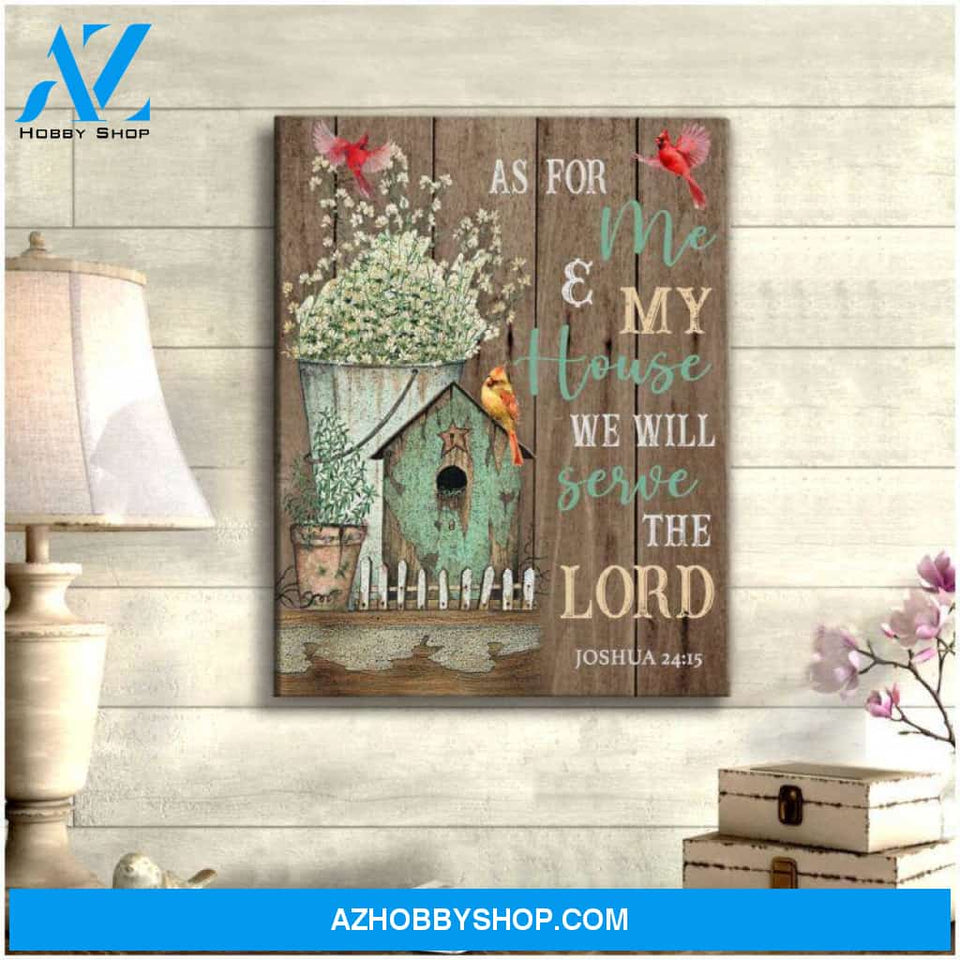 Christmas Cardinal And FarmHouse Canvas - Hanging Art For Living Room