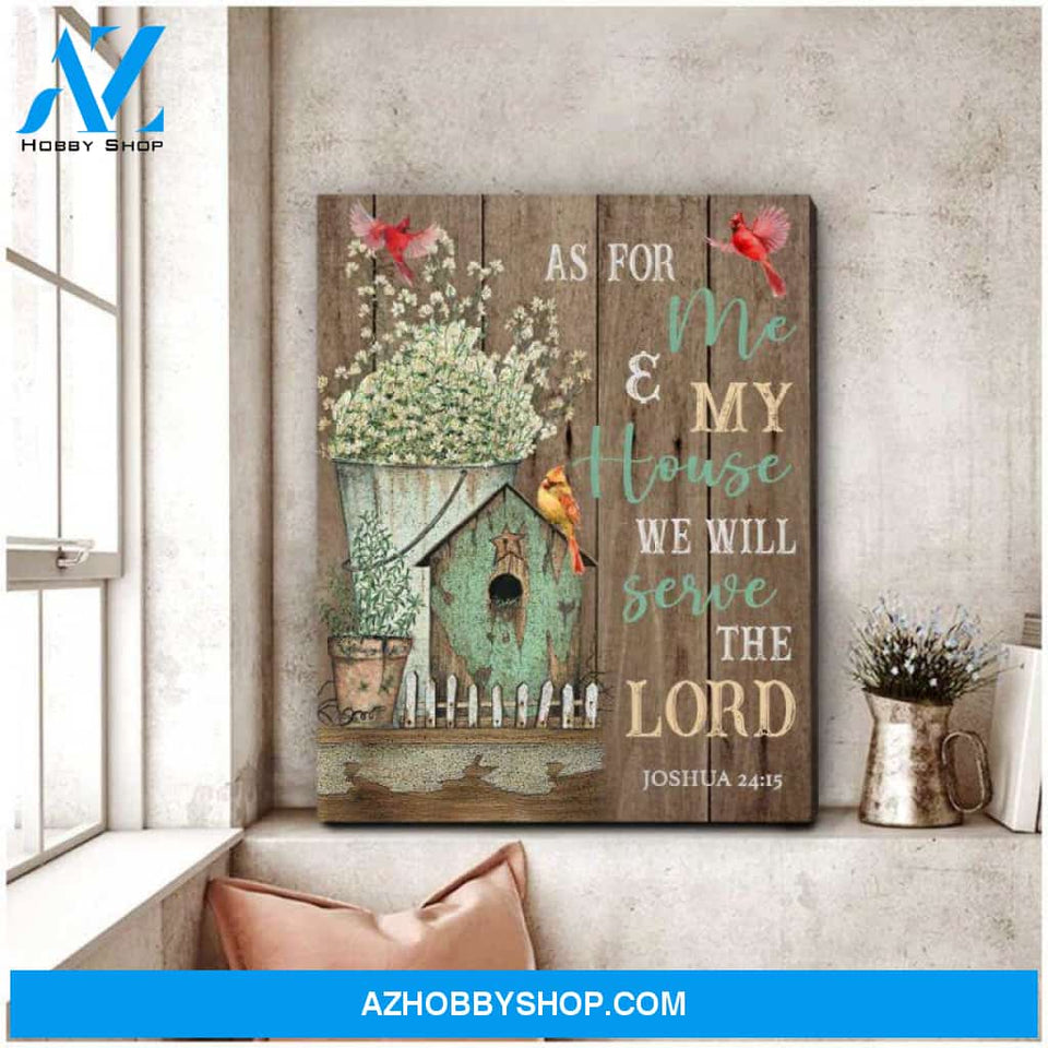 Christmas Cardinal And FarmHouse Canvas - Hanging Art For Living Room