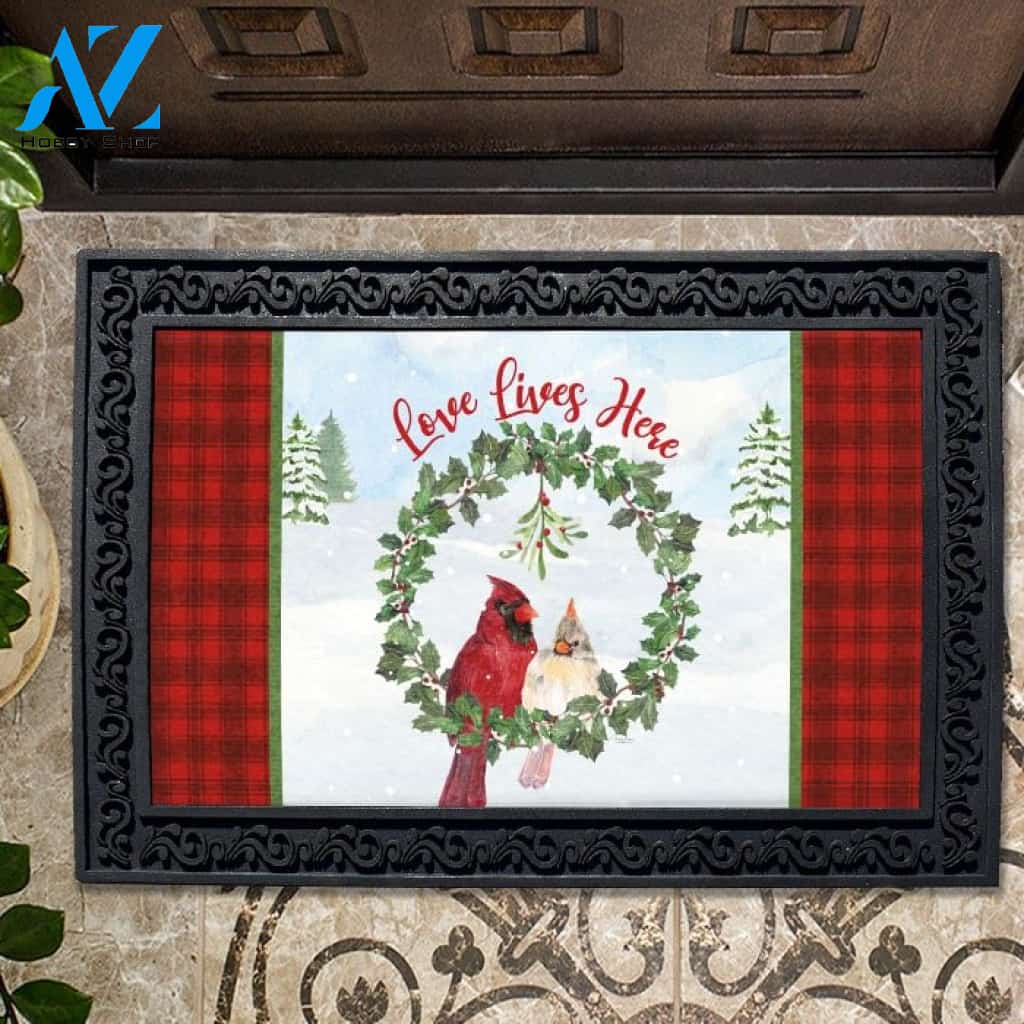 Christmas Cardinal Couple Doormat - 18" x 30"