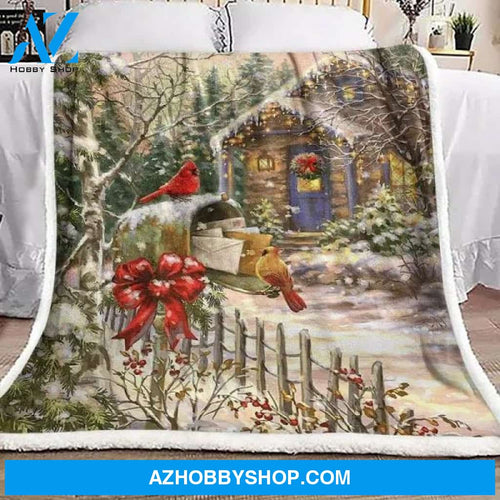 Christmas Cardinal Mail Lightweight Soft Fleece Blanket Gift For People Home Decor Bedding Couch Sofa Soft And Comfy Cozy