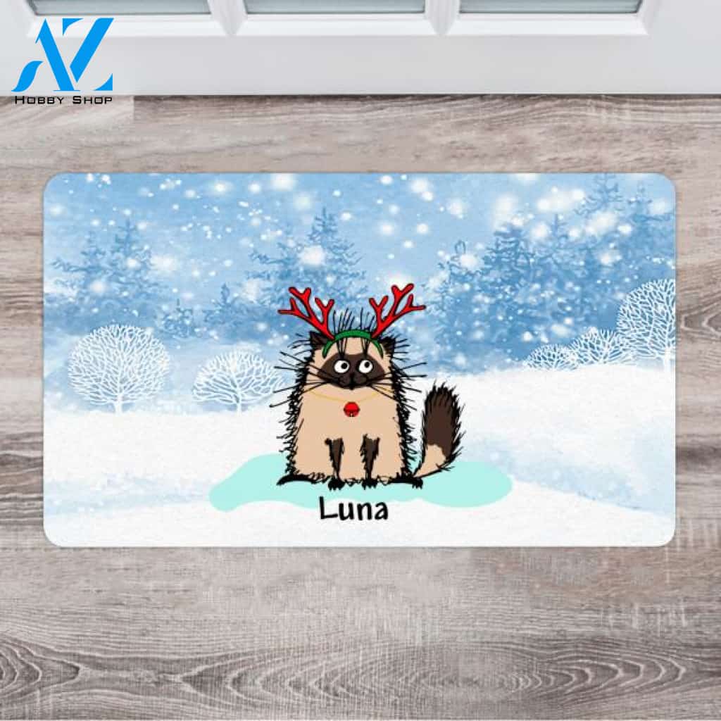 Personalized Christmas Cat Doormat - Best Christmas Gifts - Up To 6 Cats