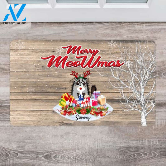 Personalized Christmas Cat Doormat - Christmas Gift Ideas For Cat Lovers - Up To 6 Cats