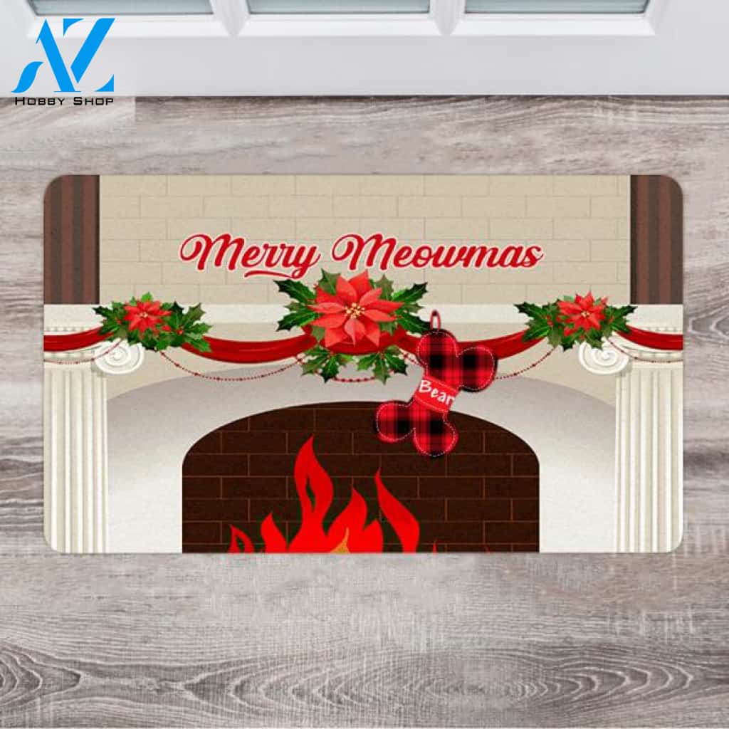 Personalized Christmas Cat Doormat - Gifts For Cat Lovers Without Cats- Up To 5 Cats'name