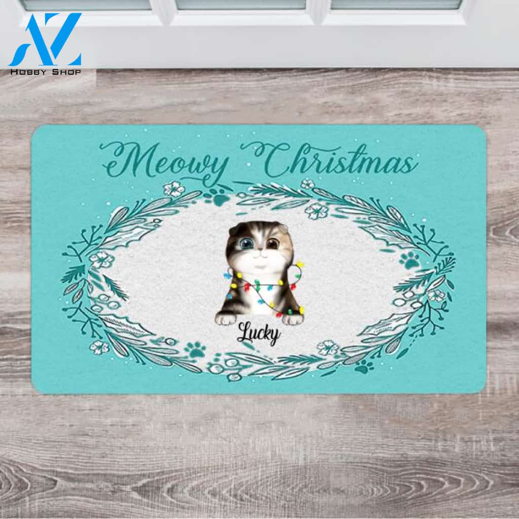 Personalized Christmas Cat Doormat - Good Gifts For Cat Lovers - Up To 6 Cats