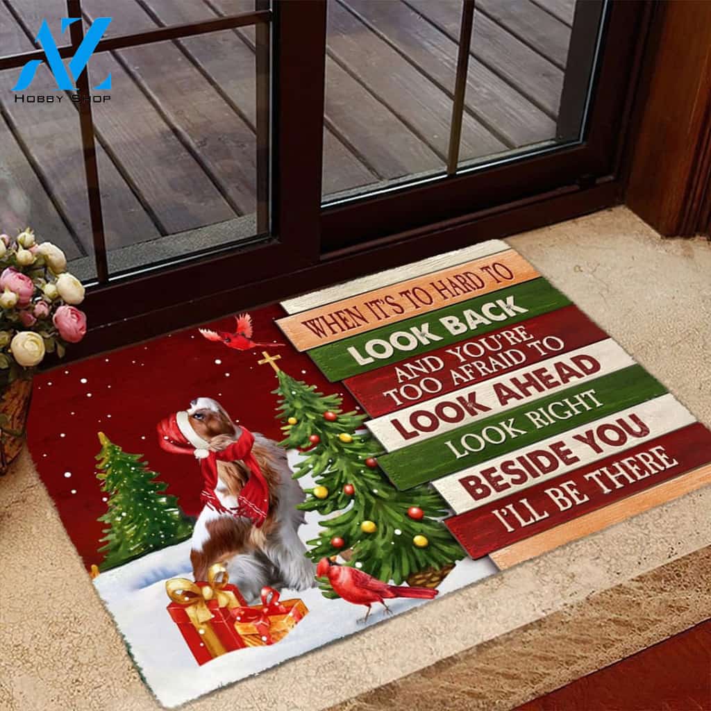 Christmas Cavalier King Charles Spaniel Look right beside you Doormat