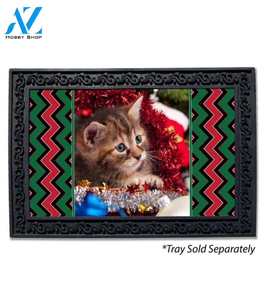 Christmas Chevron Photo Doormat - 18" x 30"