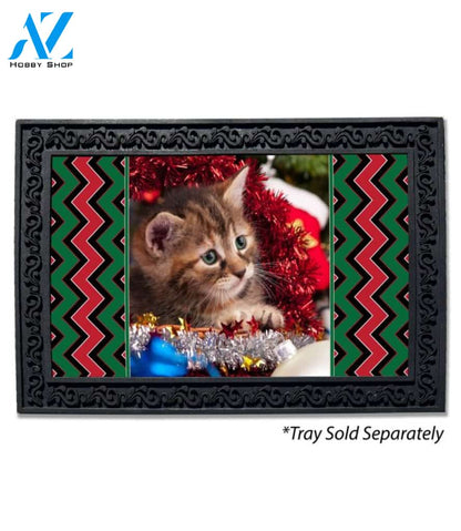 Christmas Chevron Photo Doormat - 18" x 30"