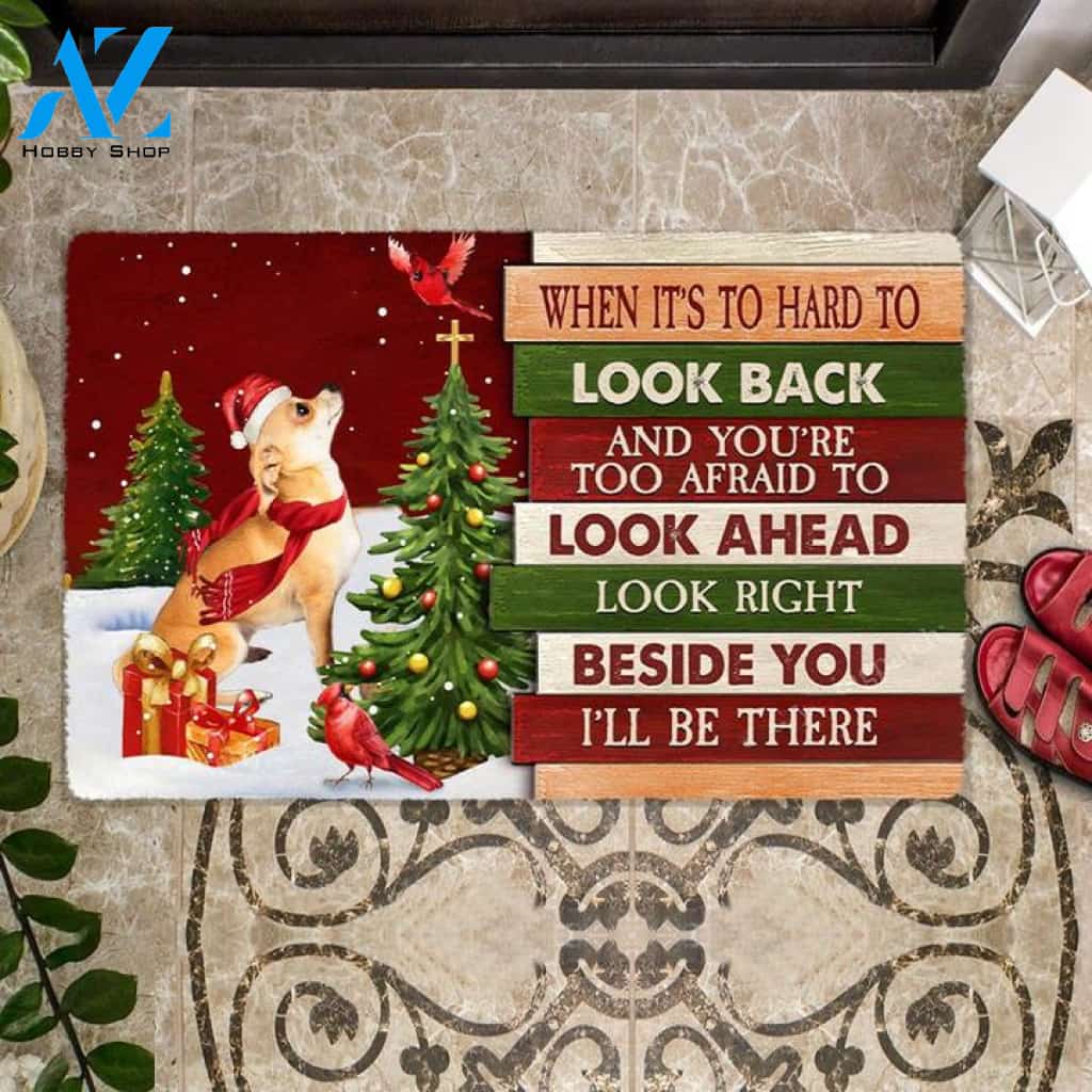 Christmas Chihuahua 1 Look right beside you Doormat
