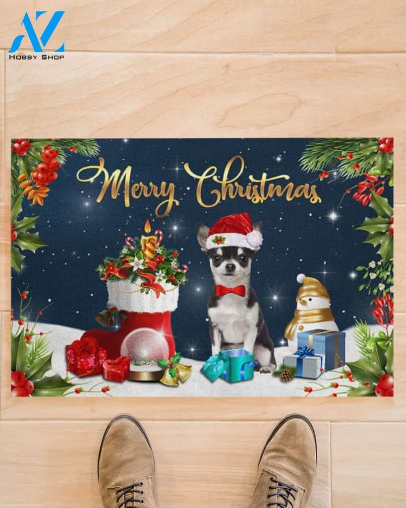 Christmas Chihuahua Doormat Gift For Dog Lovers Birthday Gift Home Decor Warm House Gift Welcome Mat