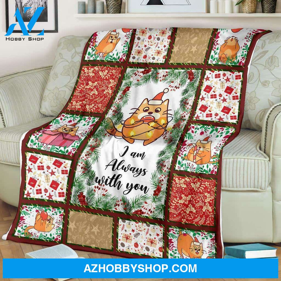 Christmas Chubby Cat Always With You Fleece Blanket Gift For Family,Birthday,Christmas,Friends,Couple Gift Home Decor Bedding Couch Sofa Soft and Comfy