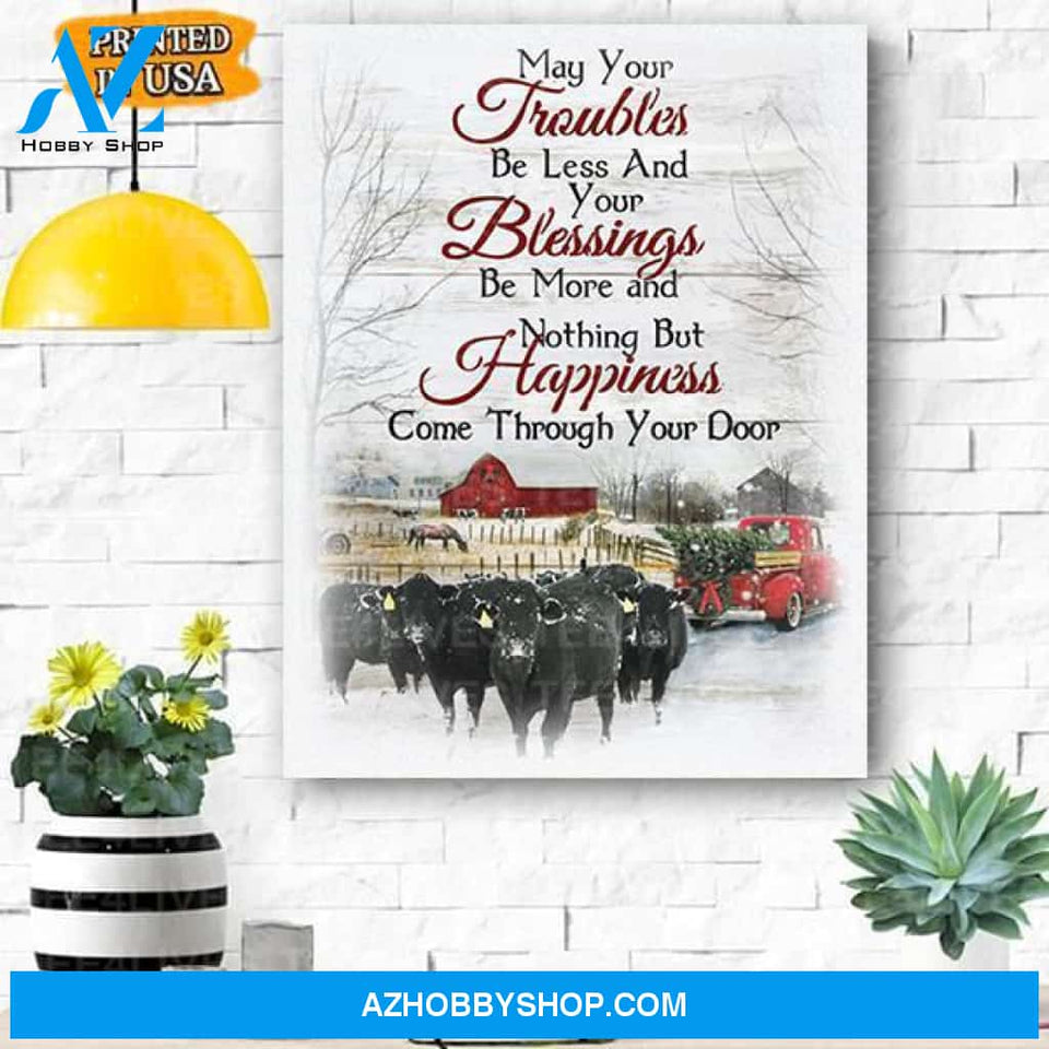 Christmas Cow Farmer Premium Canvas Wall Art, Wall Decor Visual Art