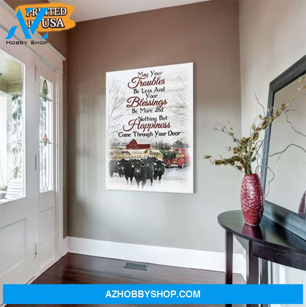 Christmas Cow Farmer Premium Canvas Wall Art, Wall Decor Visual Art