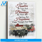 Christmas Cow Farmer Premium Canvas Wall Art, Wall Decor Visual Art
