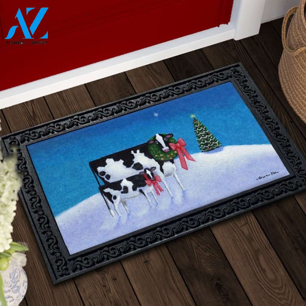 Christmas Cows Doormat - 18" x 30"