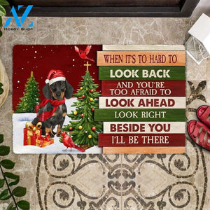 Christmas Dachshund 1 Look right beside you Doormat