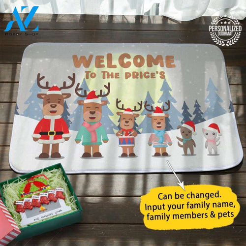 Christmas Deer Family Doormat
