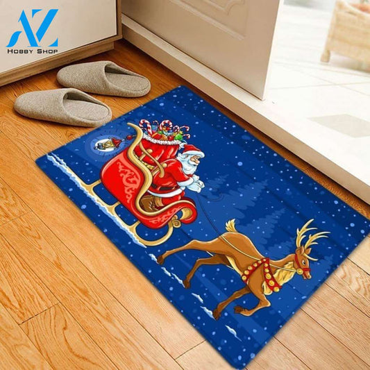 Christmas Deer Sleigh Santa Claus CLH091064D Doormat