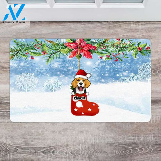 Personalized Christmas Dog Doormat - Gifts For Dog Parents - Up To 4 Dogs