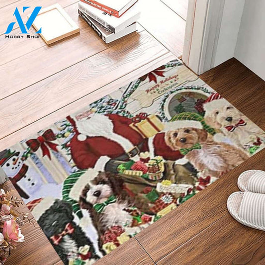 Christmas Dog House Cockapoo Dogs With Santa Claus Doormat Welcome Mat Housewarming Home Decor Gift For Dog Lovers Funny Doormat Gift Idea