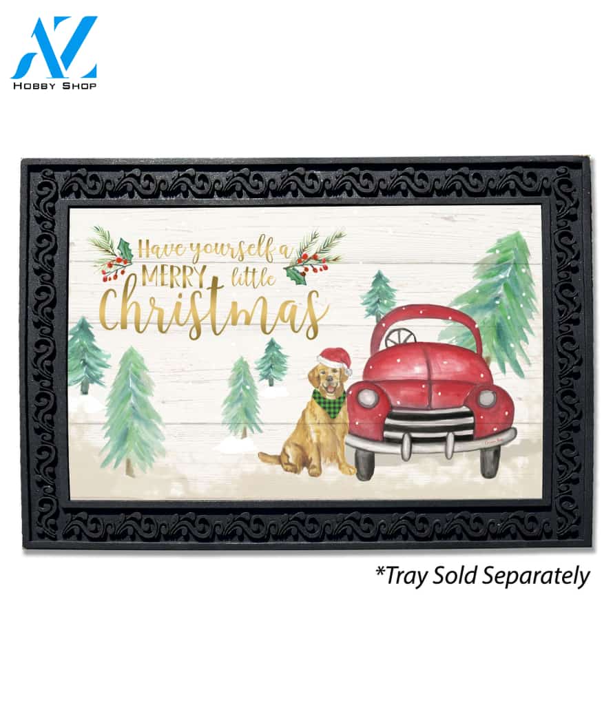 Christmas Dog Red Truck Doormat - 18" x 30"
