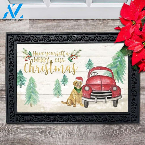 Christmas Dog Red Truck Doormat - 18" x 30"