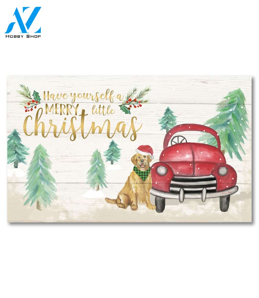 Christmas Dog Red Truck Doormat - 18" x 30"