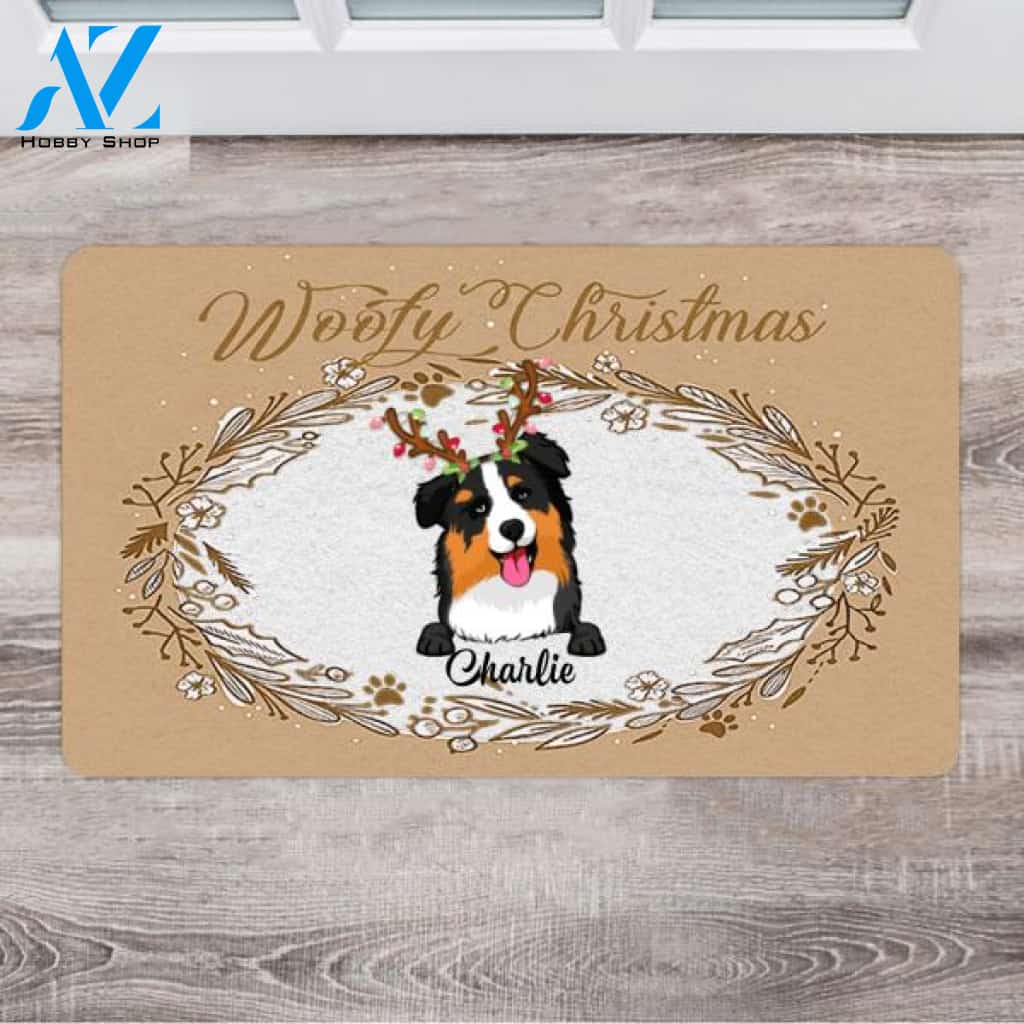Personalized Christmas Doormat Outdoor - Good Gifts For Dog Lovers - Up To 6 Dogs