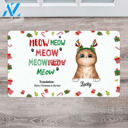 Personalized Christmas Doormat Outdoor - Unique Gifts For Cat Lovers - Up To 6 Cats
