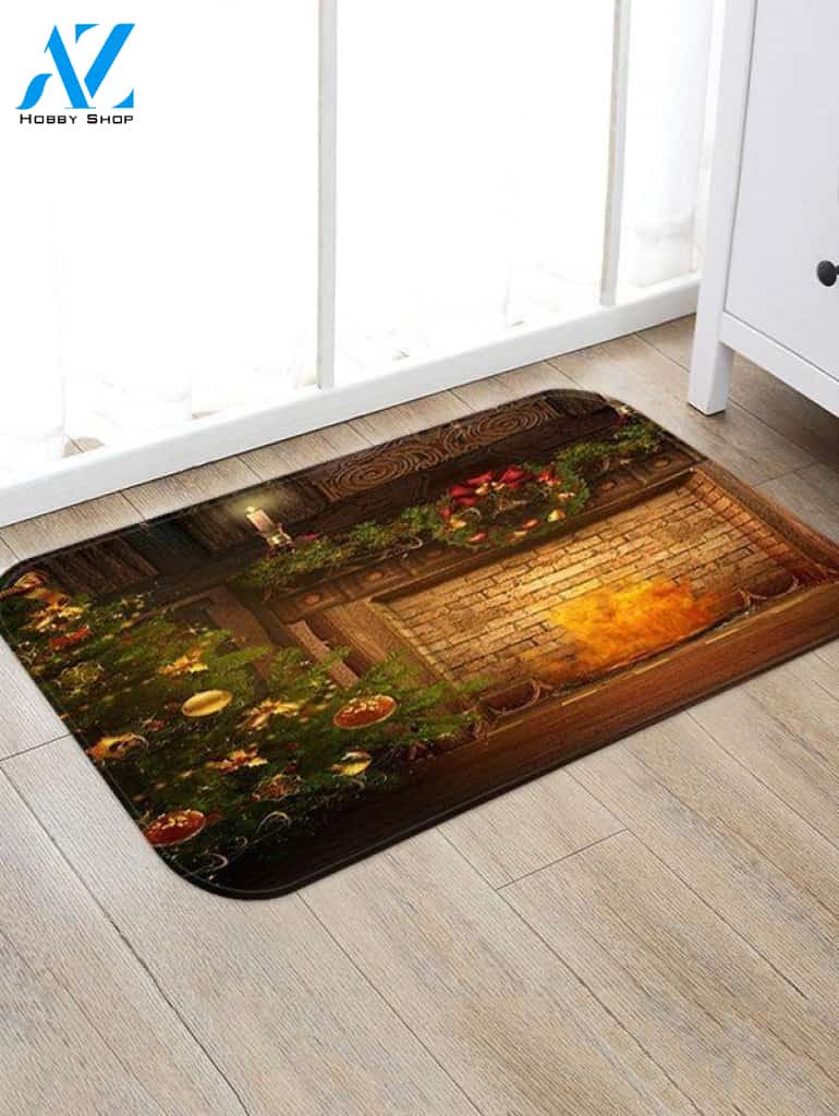 Christmas Fireplace Tree CLH091070D Doormat
