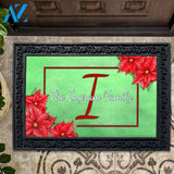 Christmas Flower Family Name Doormat - 18" x 30"