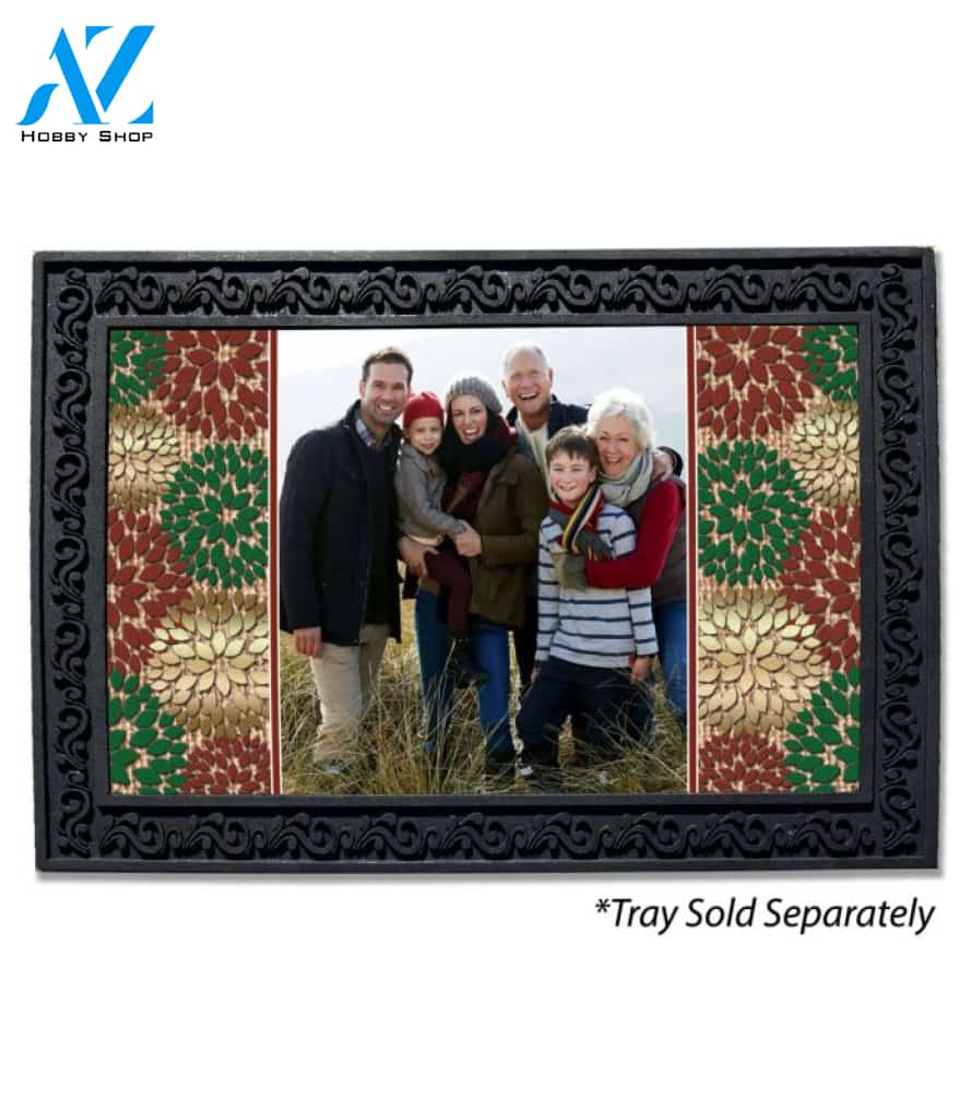 Christmas Flowers & Burlap Photo Doormat - 18" x 30"