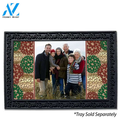 Christmas Flowers & Burlap Photo Doormat - 18" x 30"