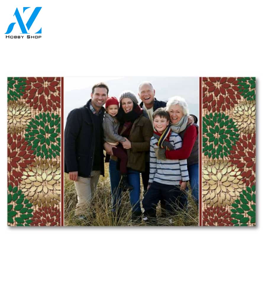 Christmas Flowers & Burlap Photo Doormat - 18" x 30"