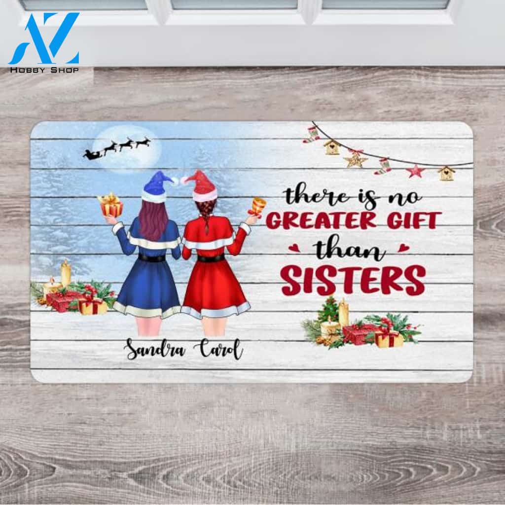Personalized Christmas Front Doormat - Sister Xmas Gifts - Up To 5 Girls