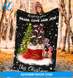 Christmas German Shepherd Wishing You Peace Love And Joy Blanket Gift For Dog Lovers Birthday Gift Home Decor Bedding Couch Sofa Soft and Comfy Cozy