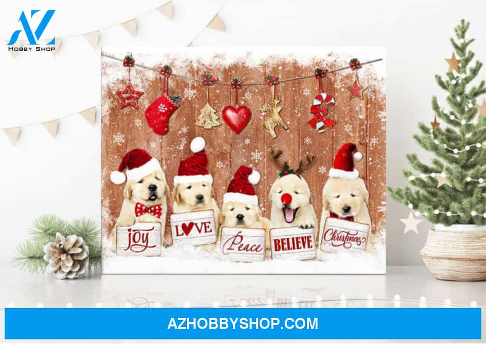 Ohcanvas Christmas Golden Retriever Canvas Joy... Christmas Wall Art Decor