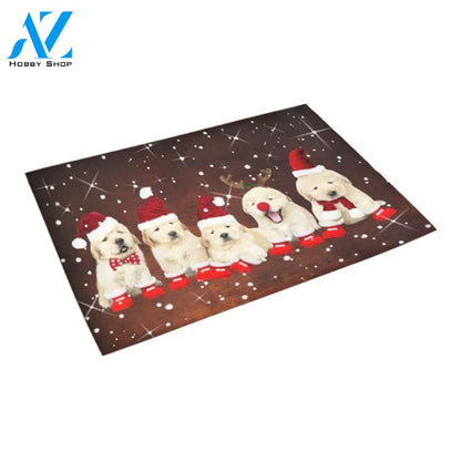 Christmas Golden Retriever Indoor And Outdoor Doormat Gift For Golden Retriever Dog lovers Gift For Friend Family Home Decor Warm House Gift Welcome Mat