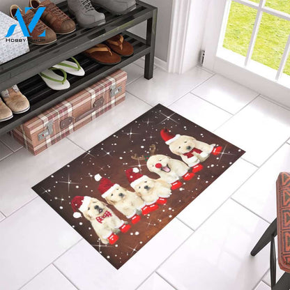 Christmas Golden Retriever Indoor And Outdoor Doormat Gift For Golden Retriever Dog lovers Gift For Friend Family Home Decor Warm House Gift Welcome Mat