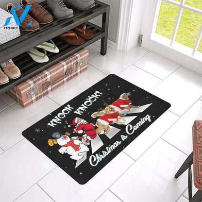 Christmas Golden Retriever Christmas Is Coming Doormat Indoor And Outdoor Mat Entrance Rug Sweet Home Decor Housewarming Gift Gift For Friend Family Stem Feminist